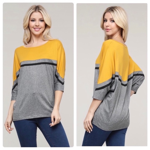 🆕🔥Round Neck Dolman Sleeve Color Block Tunic - Picture 3 of 4